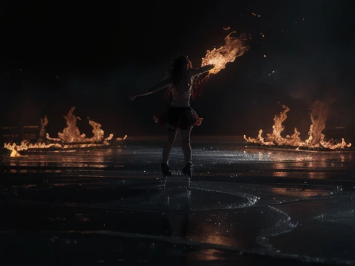 Fire dance,(On ice 1.5),(  Strong Shadow  :1.3),water vapor,(Horror Style),(curse:1.3),(soul:1.3),(ultra  realistic  8k cg,  RAW photo,  top quality, masterpiece:1.2), high resolution raw color photos, professional photos ,( realistic , photo- realistic :1...