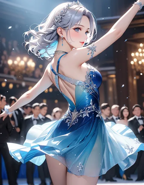 Ice Dance, masterpiece:1.5, masterpiece, highest quality, UHD, retina, masterpiece, accurate anatomy, textured skin, super detailed, high quality, best quality, highres icon, 8k