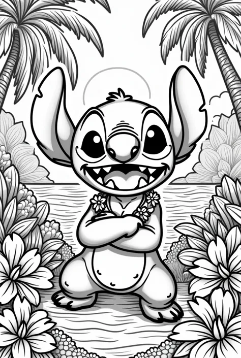 Create me a Stitch coloring page 