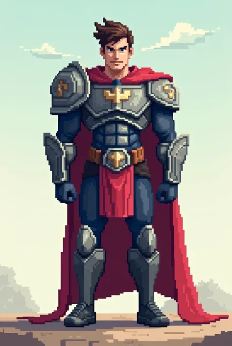 create a photo of a game hero pixel man full height 