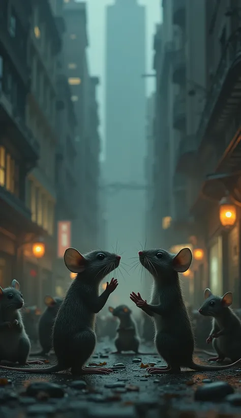 Mice asking for respect sad image in a city