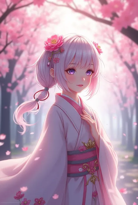 qiqi, genshin Impact,  high quality, cherry blossoms background


