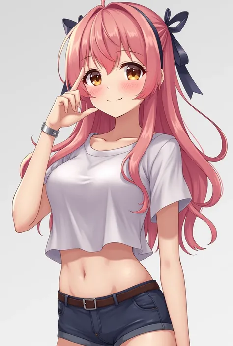 Anime girl without bra and t-shirt