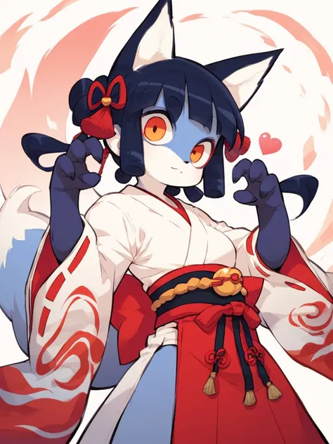 At creepy Japanese Shrines , cartoon furry female fox , (Fox Hand pose) , Meloic Sign
, erotica , My heart is beating fast , Shrine maiden outfit , higo zuiki pearl , huton