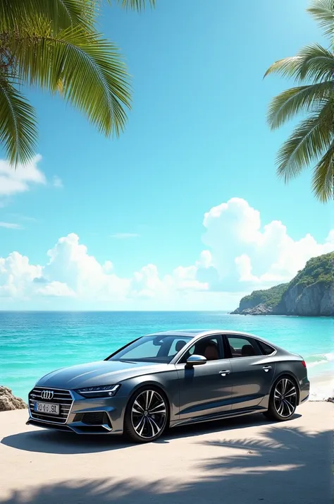 Audi, sun, sea