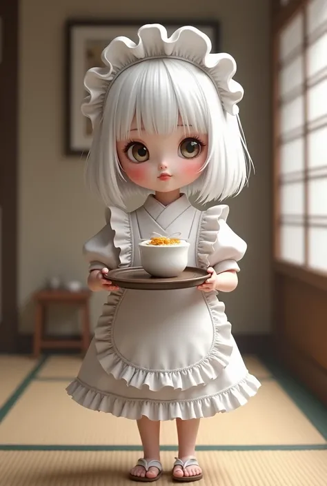 A loli maid, white hair
