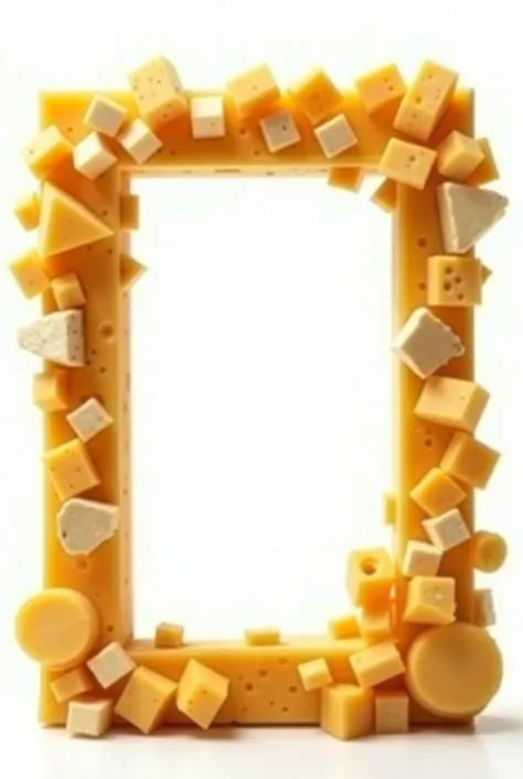 photo frame made with cheese.  white background,  High Definition