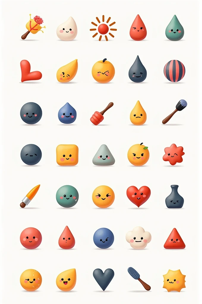 Create 30 emojis that shows the Elements of Art