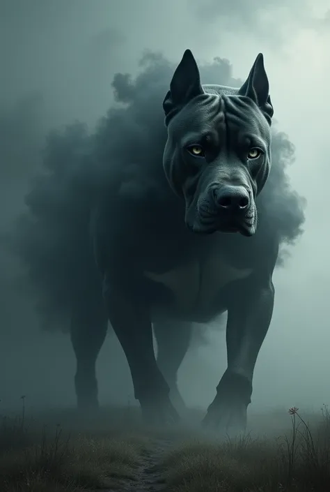 A very black black cloud in the shape of a pitbull 