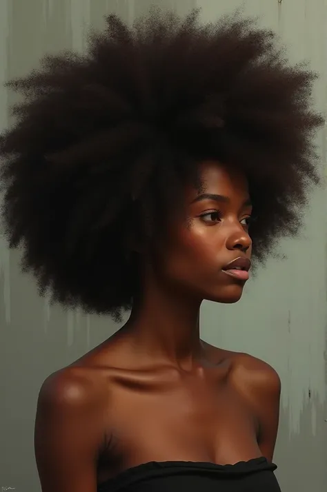 Afro-backed woman looking in profile 