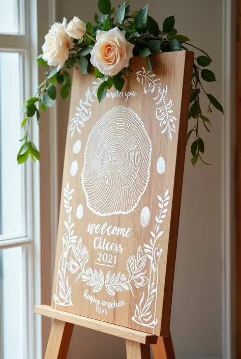 Fingerprint art wedding welcome board