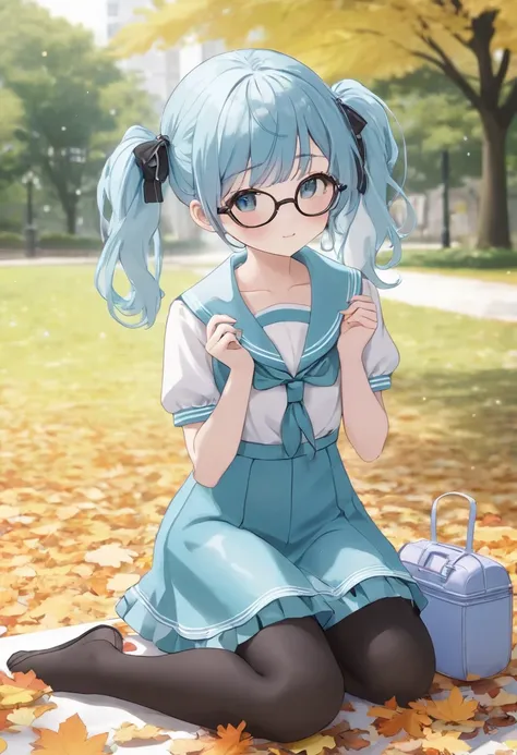 【 situations 】 depicts the information written here with the highest priority 
[ pose]
twin tail
Girl sitting
sailor suit
black-rimmed glasses
gentle smile
Extend your right hand forward
Place your left hand on your chest
shy expression
Blush your cheeks

...