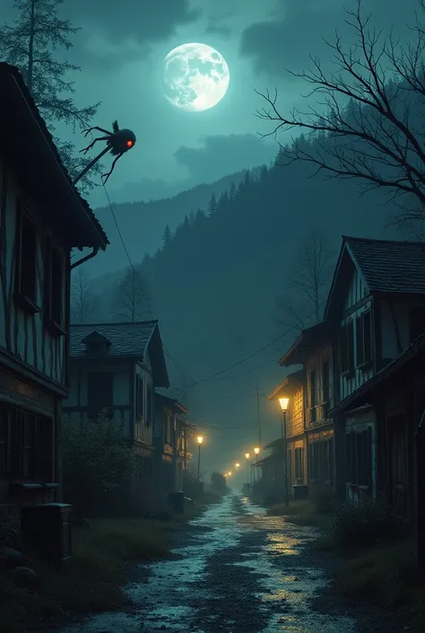 Creatures searching for eating people at night in a small village