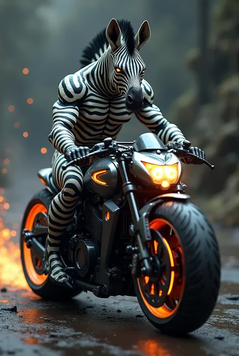 Zebra with super bike With zebra Face Look Like A Dangerous 