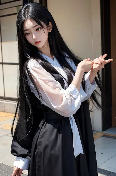    long black hair,   Korean woman in her 20s  ,  big ,    beauty  , crying