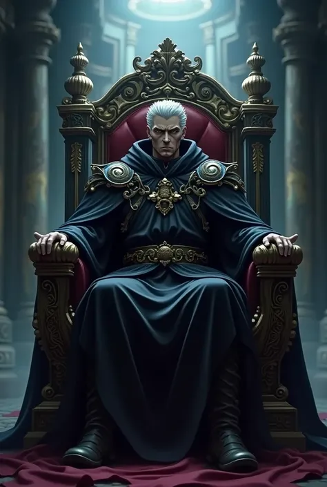 King set in his throne Dark anime style