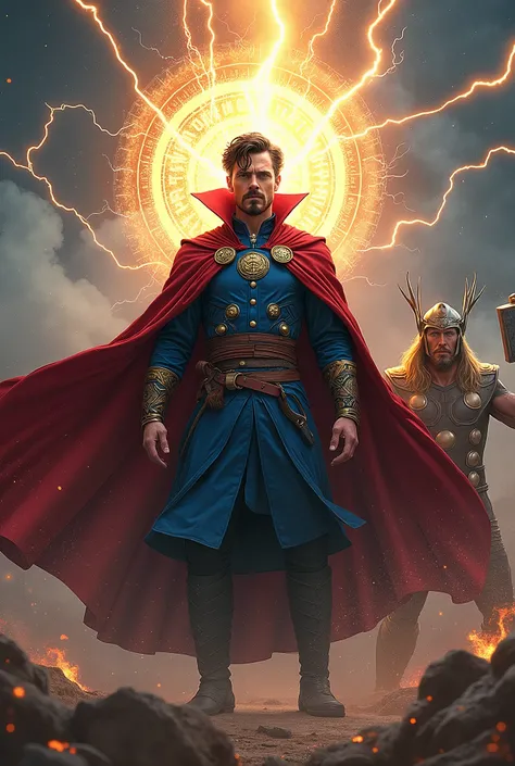 Doctor strange ultra powerful magical power and  stormbreaker with Thor force