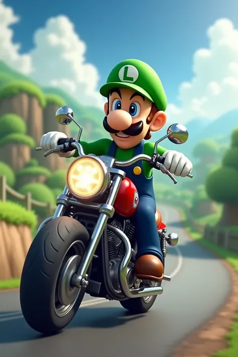 Luigi riding a motorcycle