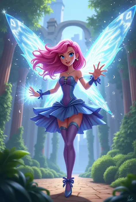 Pink hair blue eyes winx fight for alfea