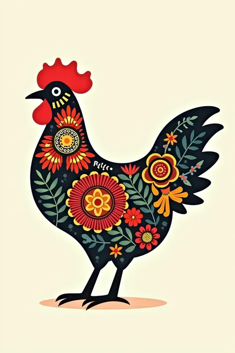 An animated chiken contour filled with romanian traditional models