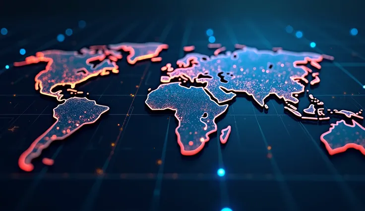 Abstract map of Saudi Arabia, Middle East and North Africa, concept of global network and connectivity, data transfer and cyber technology, information exchange and telecommunication