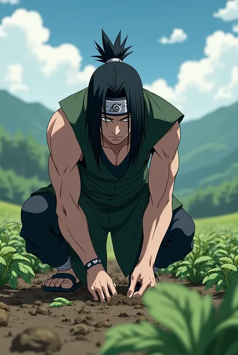 realistic image madara uchiha doing farming 