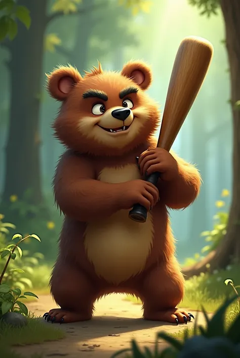 I would like that same bear but that he has a baseball bat 