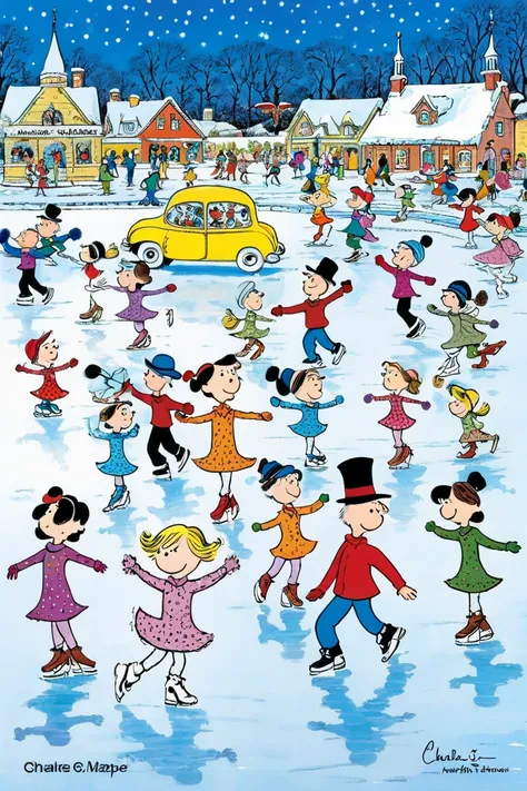 Ice Dance, Dance on Ice, by Charles M. Schulz.
best quality, masterpiece, intricate details, ultra-detailed