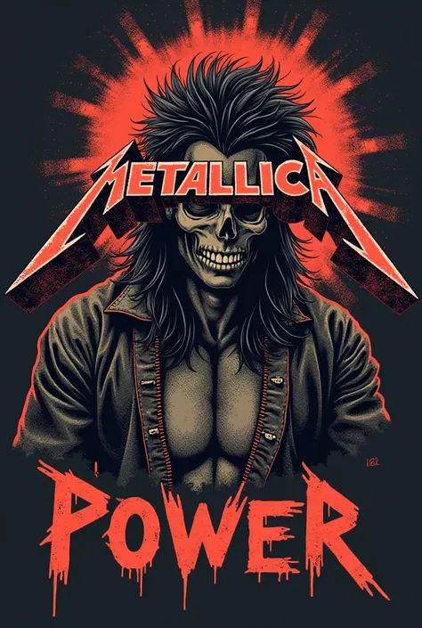  Image of a t-shirt with the Metallica group logo but that instead of the word Metallica, Say POWER 