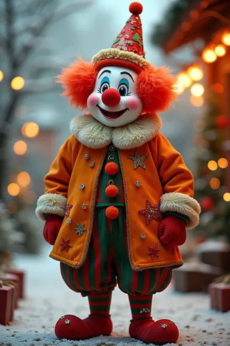 Clown in Christmas costume