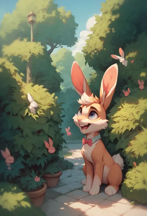 Bunny hides behind a bush and makes a plan)