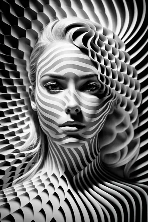 a woman with a rosa claro e preto pattern on her face, stunning digital art, complicated digital art, 3 d digital art, 3d digital art, complicated digital artwork, Advanced 3D digital art, amazing detailed digital art, digital complicated art, Detailed 3D ...