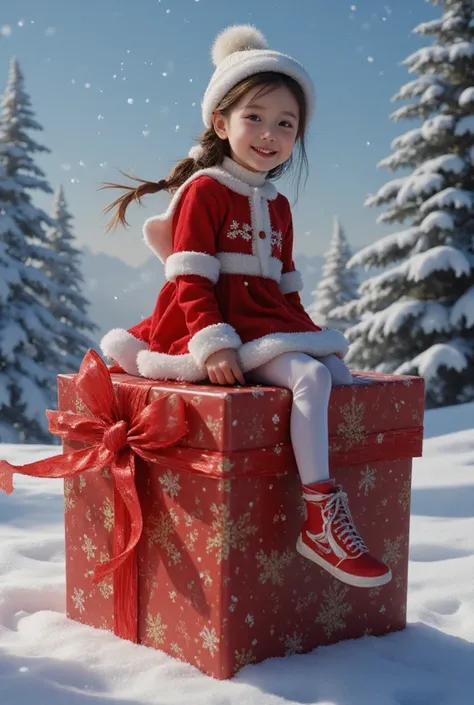 christmas girl on the gift box