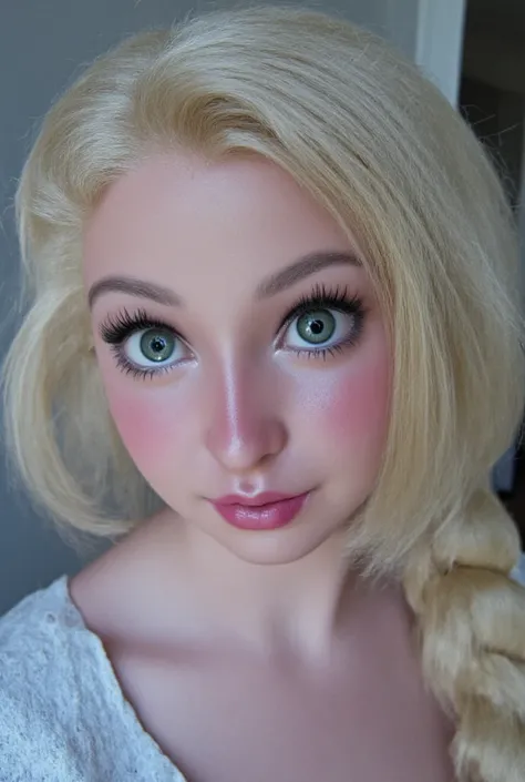 Close-up of Elsa,  Disney ice princess in real person, live action de Elsa