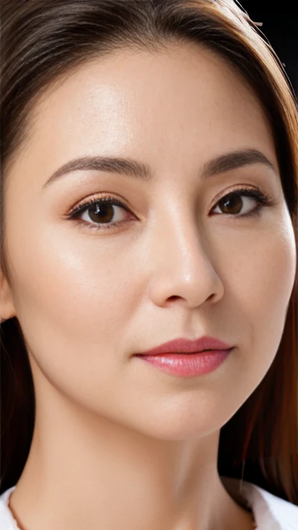 (a portrait with sharp focus and crisp quality, highlighting the subjects facial features), throw、40 years old、Mature Woman、 realistic facial wrinkles:1.2、 slightly open eyes、 close-up photo focusing on the face、(Super close-up photo of the face from the f...