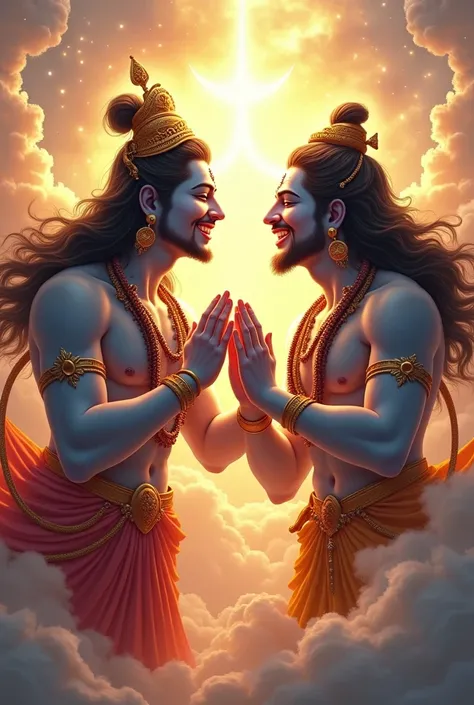 Lord vishnu god  and shiva laughing 