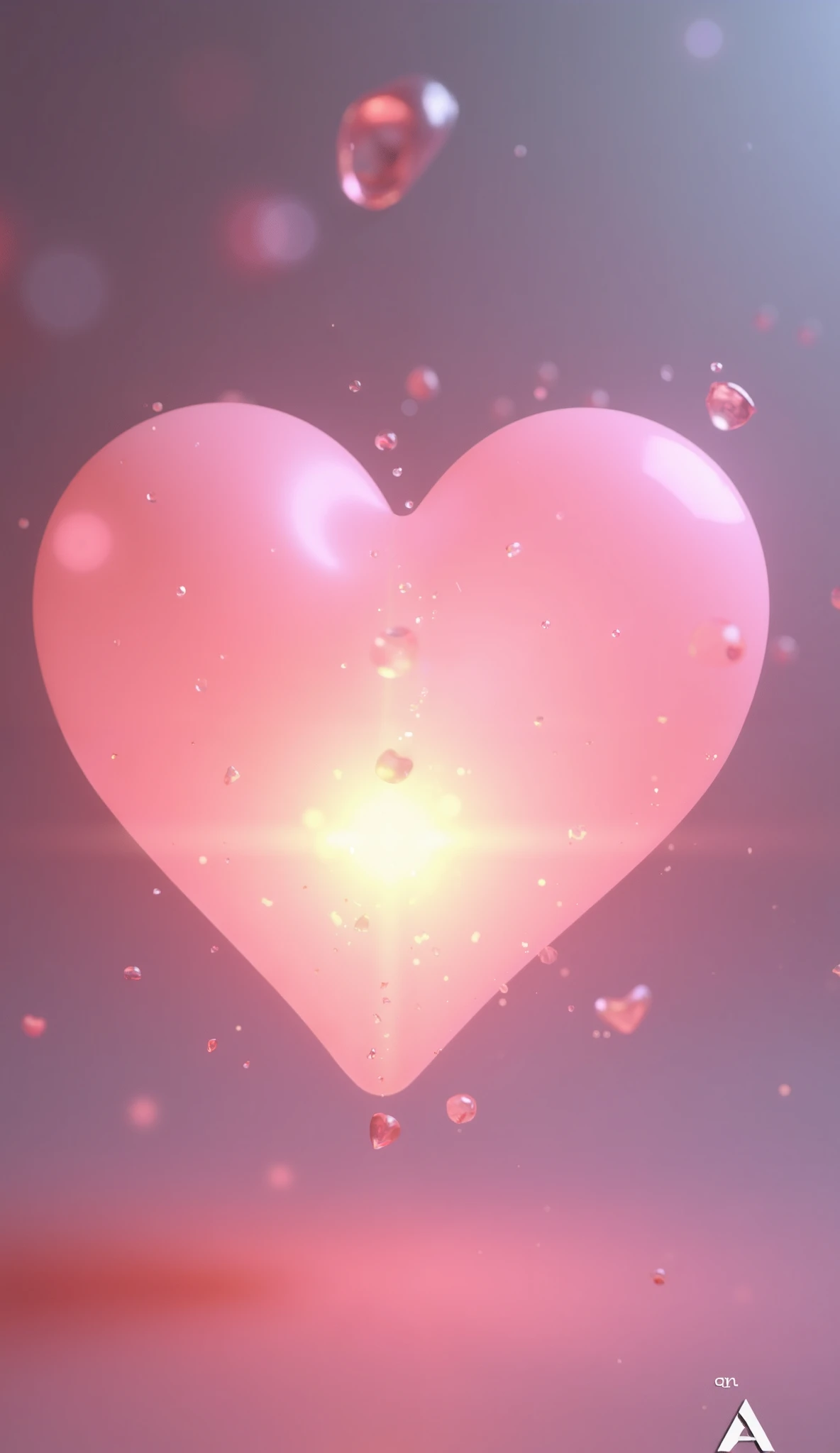 one pink heart、It&#39;s glowing dimly