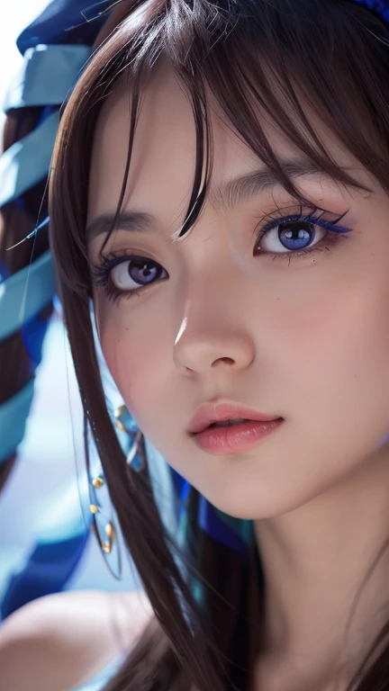 masterpiece,  top quality,  illustrations, Sax Blue, Platinum Earrings, whole body,  1 girl, cute, (Dynamic Lighting:1.2),  cinematic lighting,  delicate facial features,  Details Eyes ,  sharp pupils, Realistic pupil,  is written by, Bokeh,  sharp concent...