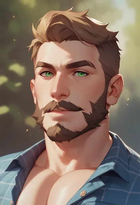 Icon of a hot bearded and blond man, of green eyes