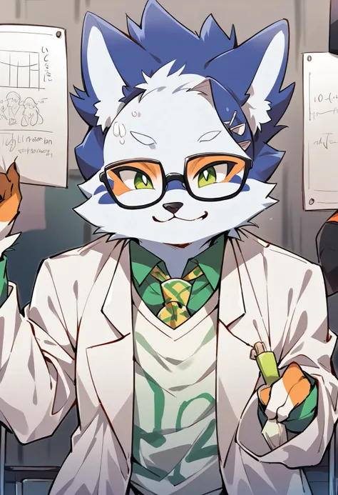 score_9, score_8_up, score_7_up, score_6_up, score_5_up, score_4_up, source_furry, hires, masterpiece(angelic handsome 1boy, kemono, solo focus, single, Smiling embarrassedly, glasses)furry anthro, Furry body, dog facial features, dog body features)Handout...