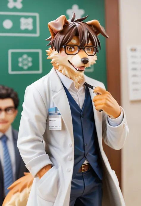 score_9, score_8_up, score_7_up, score_6_up, score_5_up, score_4_up, source_furry, hires, masterpiece(angelic handsome 1boy, kemono, solo focus, single, Smiling embarrassedly, glasses)furry anthro, Furry body, dog facial features, dog body features)Handout...