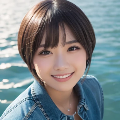 Single,  girls , High Resolution , long hair, short hair, Smile, bangs, ,  Simple Background , 眼間Bangs,  split lens, tooth,  Slightly stretched lips , 虎tooth,  character， Shine Effect , High Resolution , Precise,  Anatomically Correct ,  Best Quality ,outg...