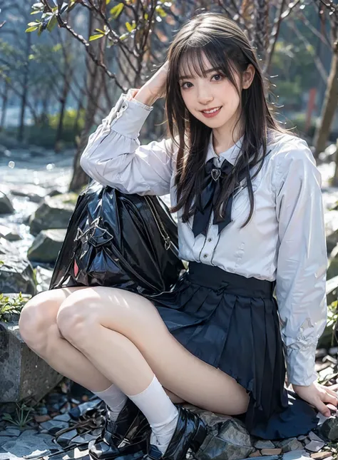 arafed asian woman in a skirt and a white shirt posing for a picture, japanese school uniform, japanese girl school uniform, wearing japanese school uniform, young gravure idol, realistic young gravure idol, young pretty gravure idol, Seifuku, cute schoolg...