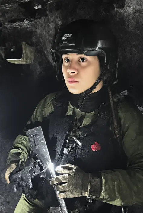  super high resolution with two hands， Wearing military camouflage ， Hatch opens ，韩国parachutes兵， Elaborate and perfect equipment ，Wearing a military helmet， Difficult urgent mission ，Fully armed，（亲自parachutes） Korean paratrooper ， Very light skin ， Parachu...