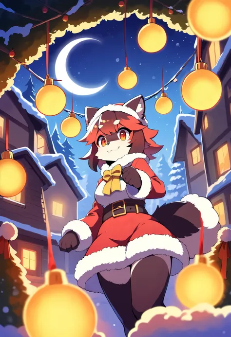 score_9, score_8_up, score_7_up, score_6_up, score_5_up, score_4_up, source_furry, hires, masterpiece, absurdres, perfect anatomy(epic, dynamic angle)While creating a christmas atmosphere, Santa with furry elements(kemono, super cute 1girl, solo focus)(fur...