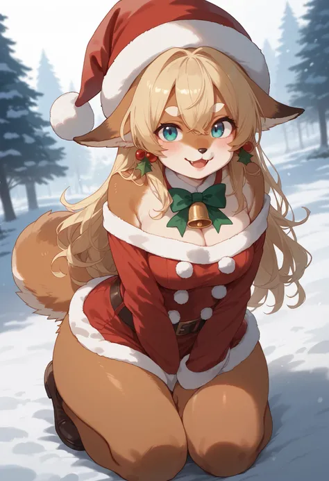score_9, score_8_up, score_7_up, score_6_up, score_5_up, score_4_up, source_furry, hires, masterpiece, absurdres, perfect anatomy(epic, dynamic angle)While creating a christmas atmosphere, Santa with furry elements(kemono, super cute 1girl, solo focus)(fur...