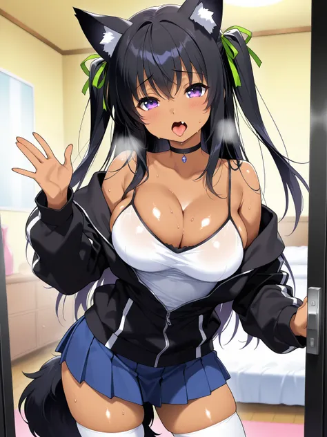 score_9, score_8_up, score_7_up,  source_anime, masterpiece, best quality, anime screencap,source_anime, anatomically correct,good hands,only 5 fingers
doorway,bedroom,
(front view),looking at viewer,
1girl,aatama, long hair, black hair, animal ears, two s...