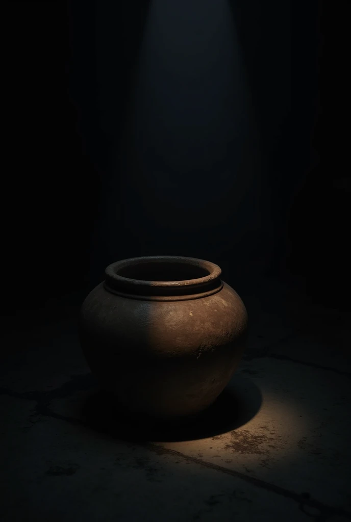 Create an image of light in old pot can create only shade in dark area only small shade