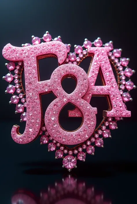 A beautiful elegant large pin of pink sparkling diamonds inscribed with the letters F B A 