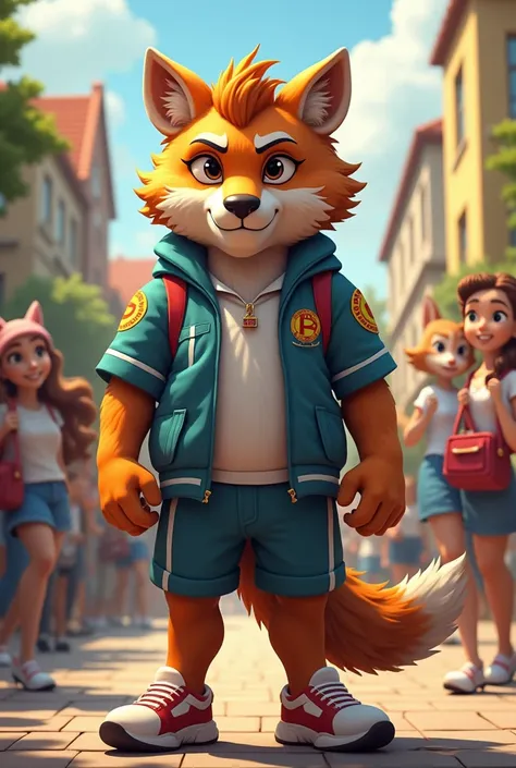 Mascot for Portuguese high school with a social fact at the animal school